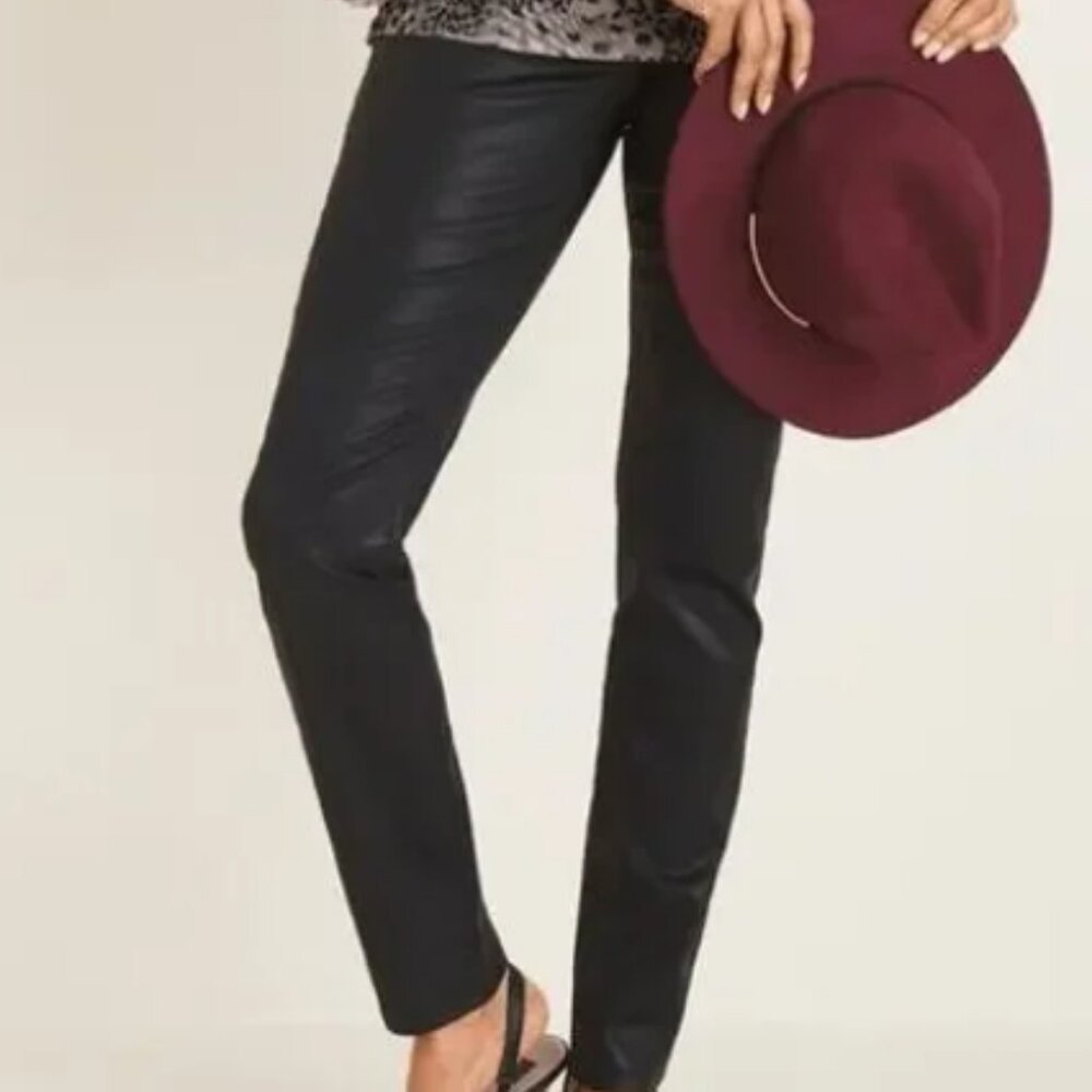 Chicos platinum black coated jeans size 3